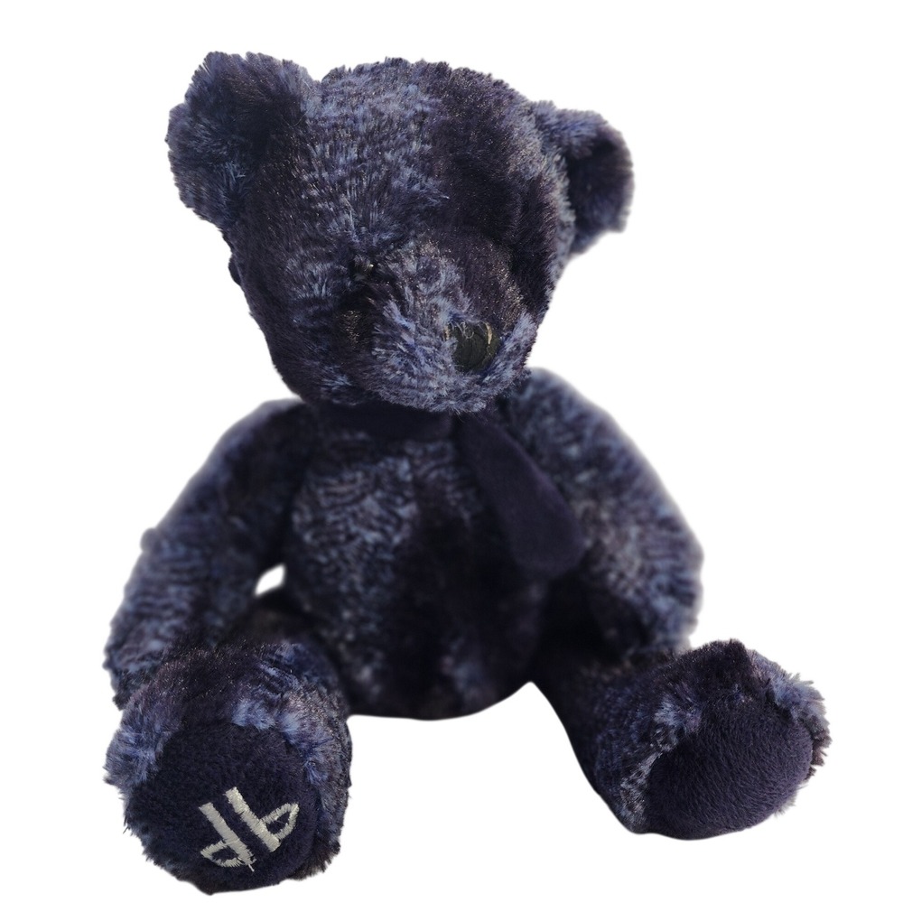 Dennis Basso Home Navy Blue Faux Fur Teddy Bear Plush Scarf DB Logo